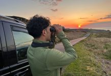 Featured Bird Watcher: Klay Blake Klay Blake bird watching at sunset on the Isle of Mull